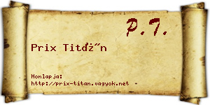 Prix Titán névjegykártya